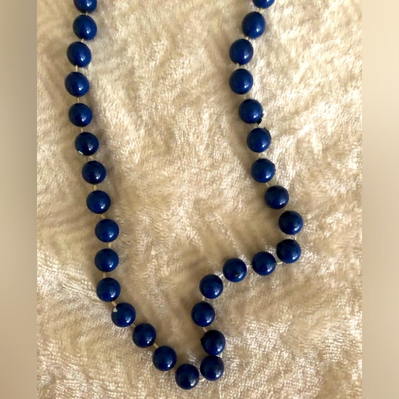 Dark blue beautiful beaded long pendant - Picture 2 of 3